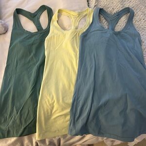 Lululemon Racerback Tank Tops - Green, Yellow, Blue